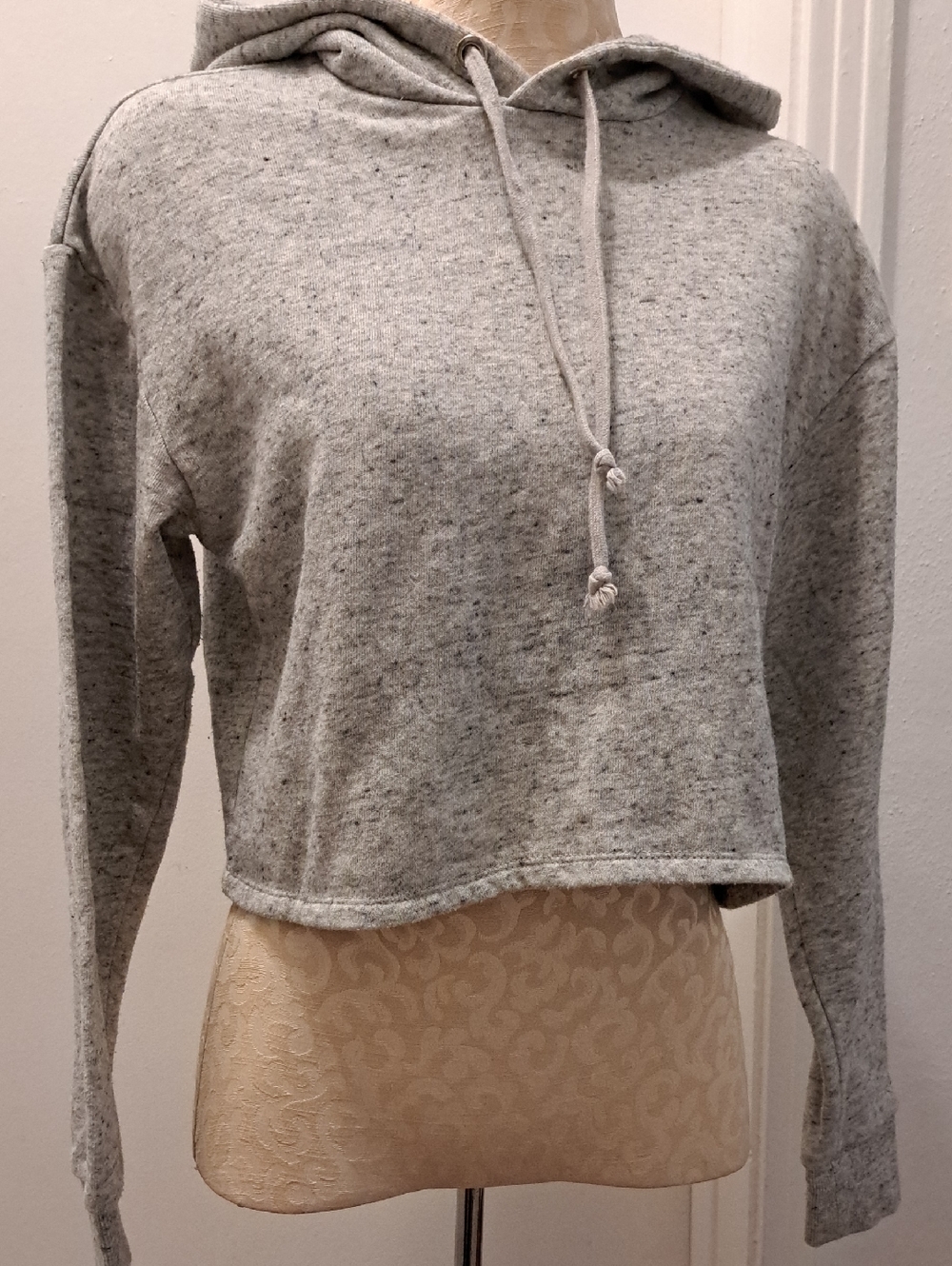 H&M Light Heather Gray Cropped Hooded Sweatshirt Size XS